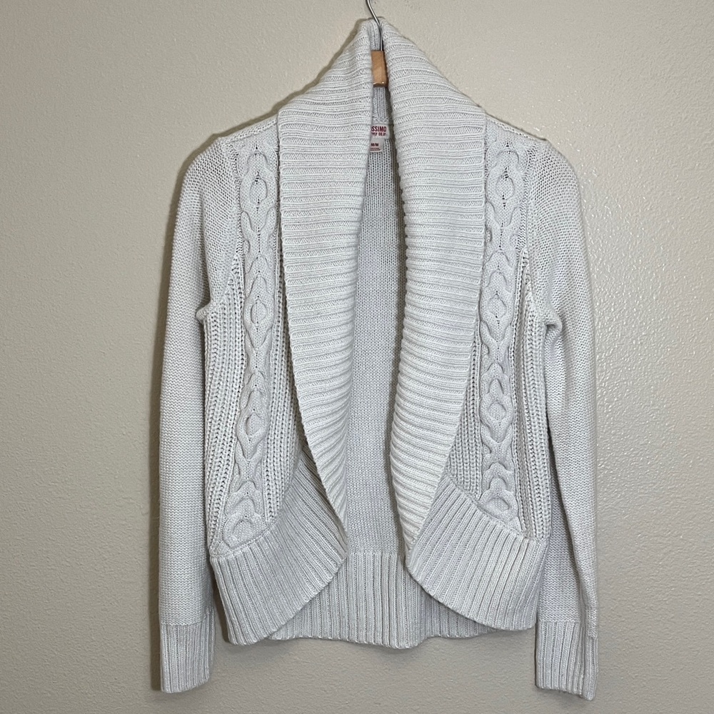 Mossimo Supply Co. Cozy Cream Cable Knit Open Front Cardigan Sweater